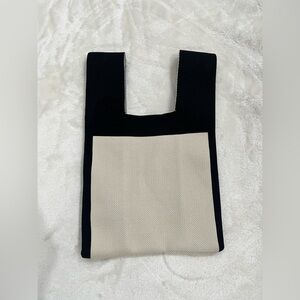 Black and Cream Knit Tote Bag
